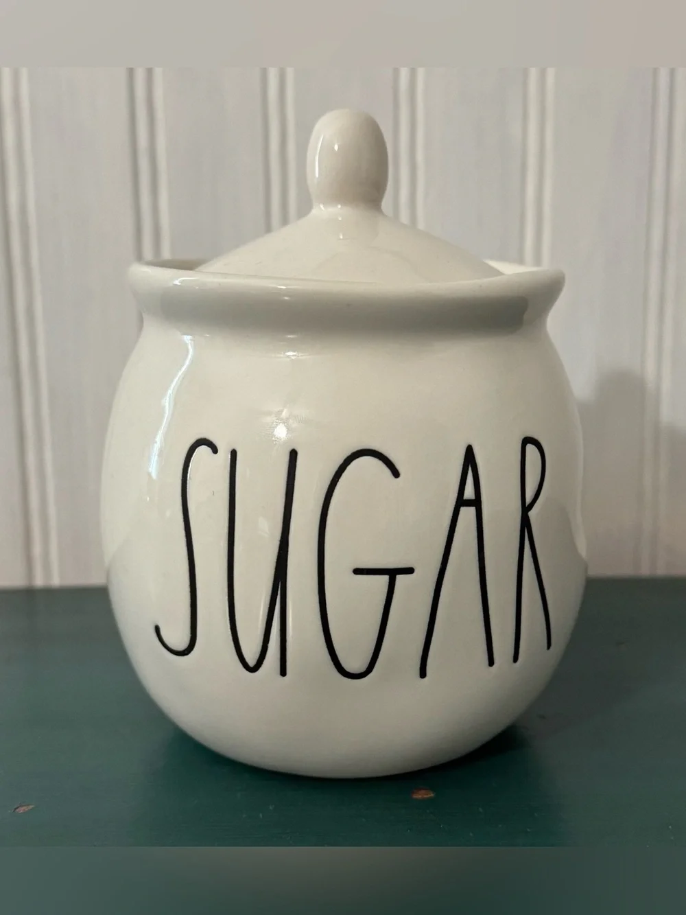 Rae Dunn by Magenta “Sugar” Bowl with Lid Artisan Collection Large Letters White